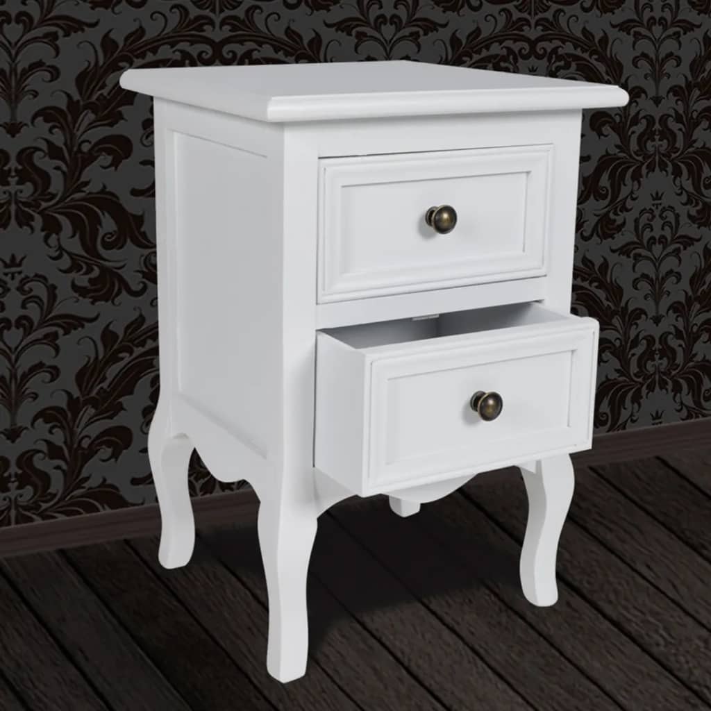 Nightstands 2 pcs with 2 Drawers MDF White - Newstart Furniture
