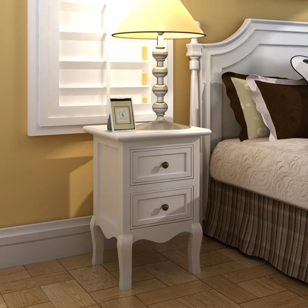 Nightstands 2 pcs with 2 Drawers MDF White - Newstart Furniture