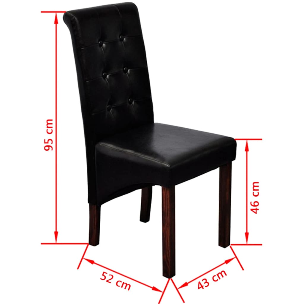 Dining Chairs 4 pcs Black Faux Leather - Newstart Furniture