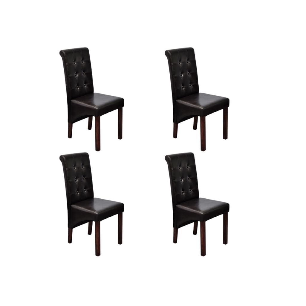 Dining Chairs 4 pcs Brown Faux Leather - Newstart Furniture