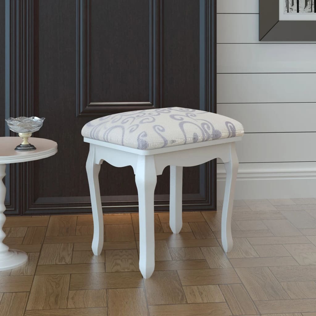 Dressing Stool Warm White Fabric - Newstart Furniture