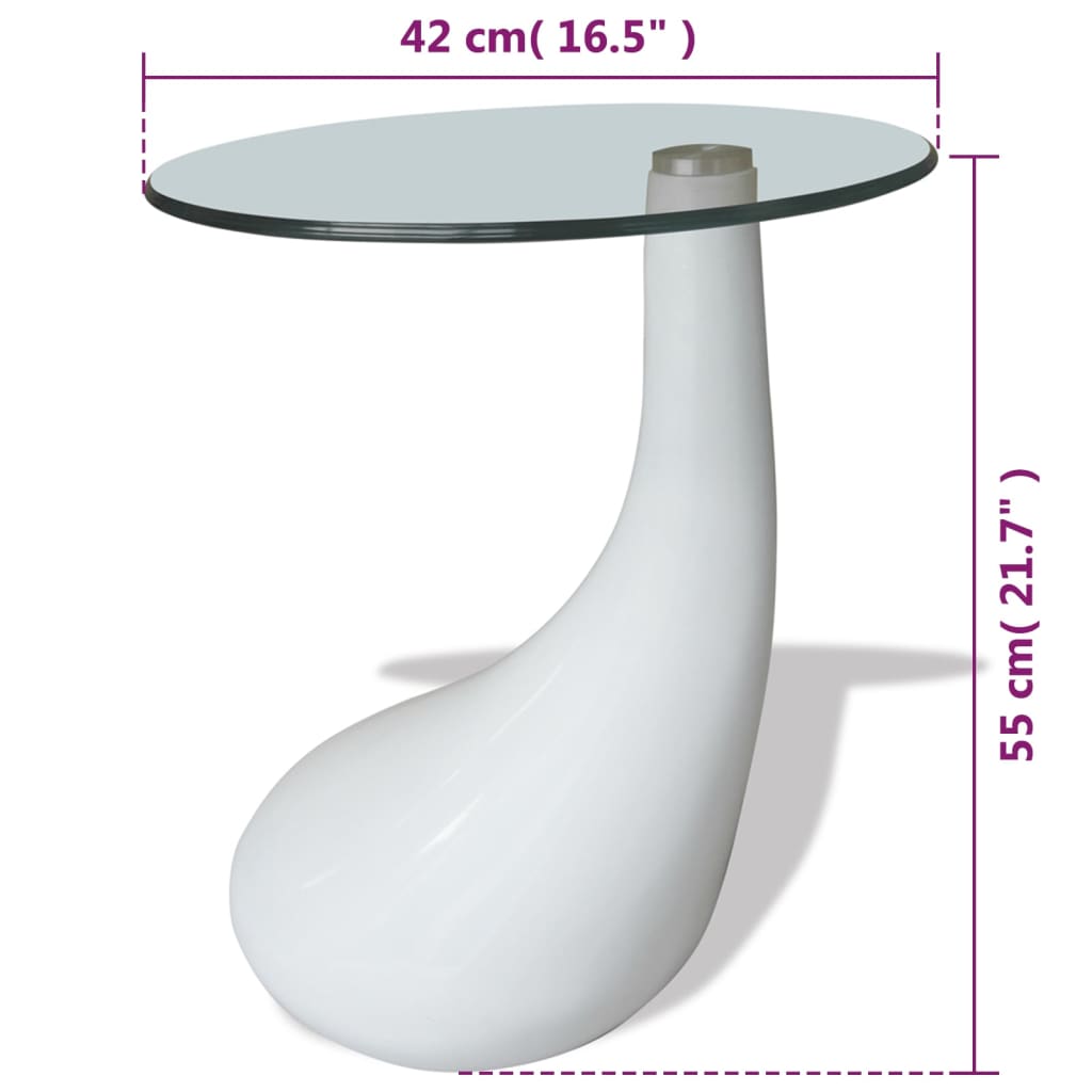 Coffee Table with Round Glass Top High Gloss White - Newstart Furniture