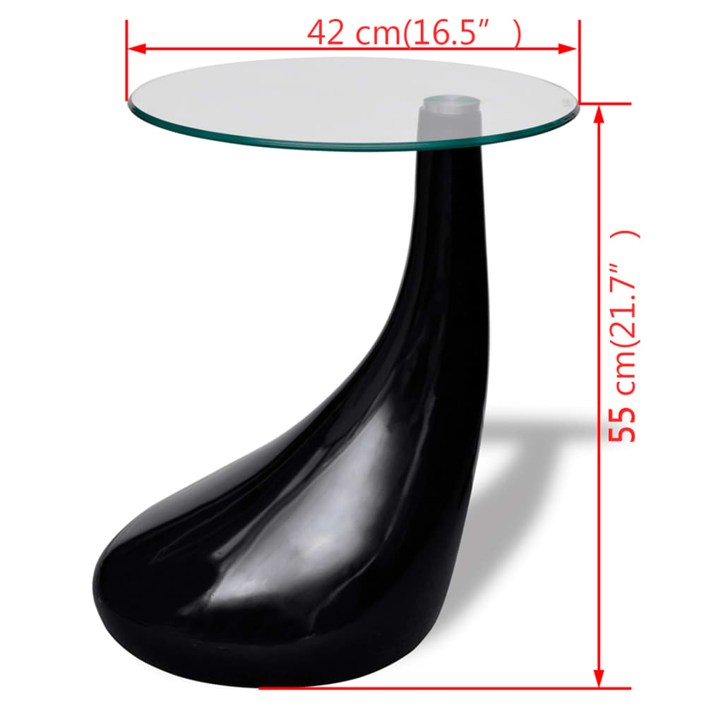 Coffee Table with Round Glass Top High Gloss Black - Newstart Furniture