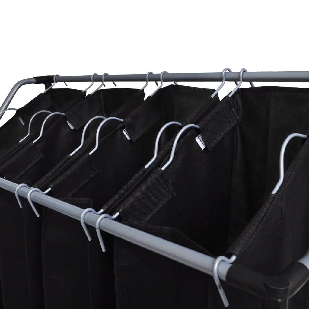 Laundry sorter with 4 bags black grey - Newstart Furniture