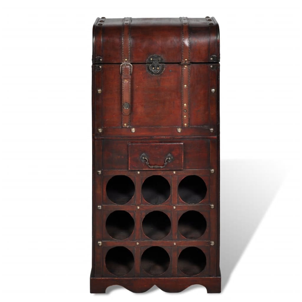 Wooden Wine Rack for 9 Bottles with Storage - Newstart Furniture