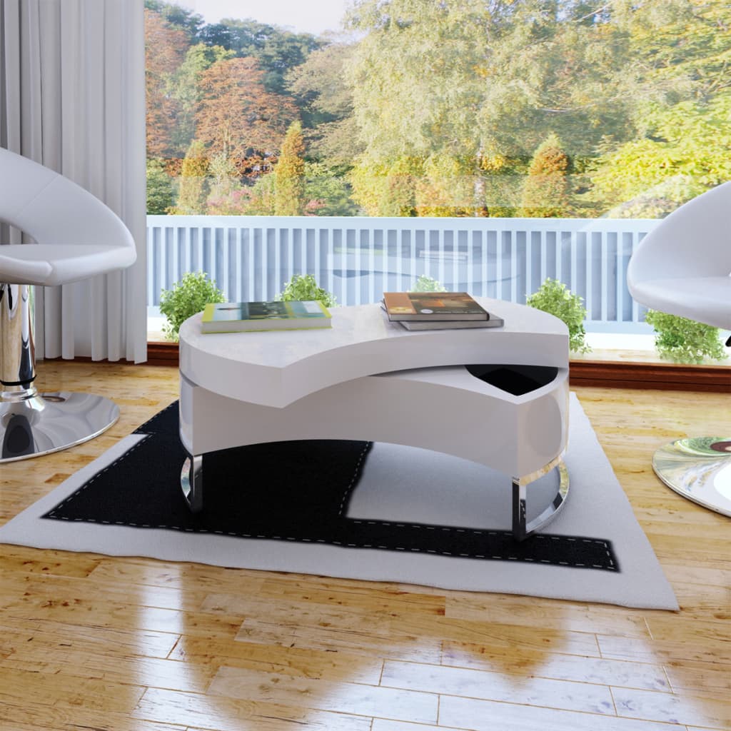 Coffee Table Shape-adjustable High Gloss White - Newstart Furniture