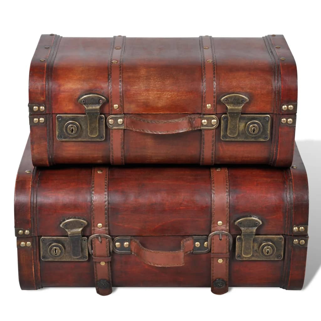 Wooden Treasure Chests 2 pcs Vintage Brown - Newstart Furniture