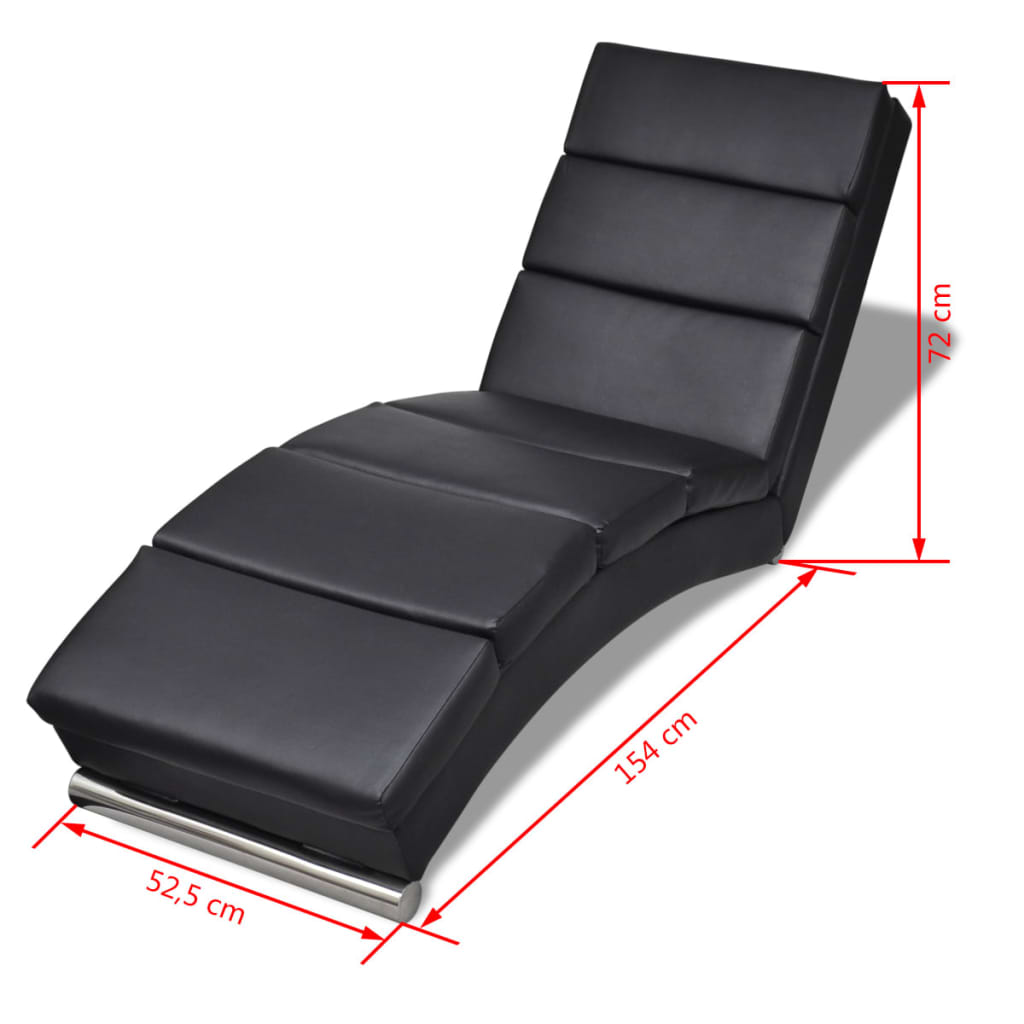 Chaise Longue Black Faux Leather - Newstart Furniture