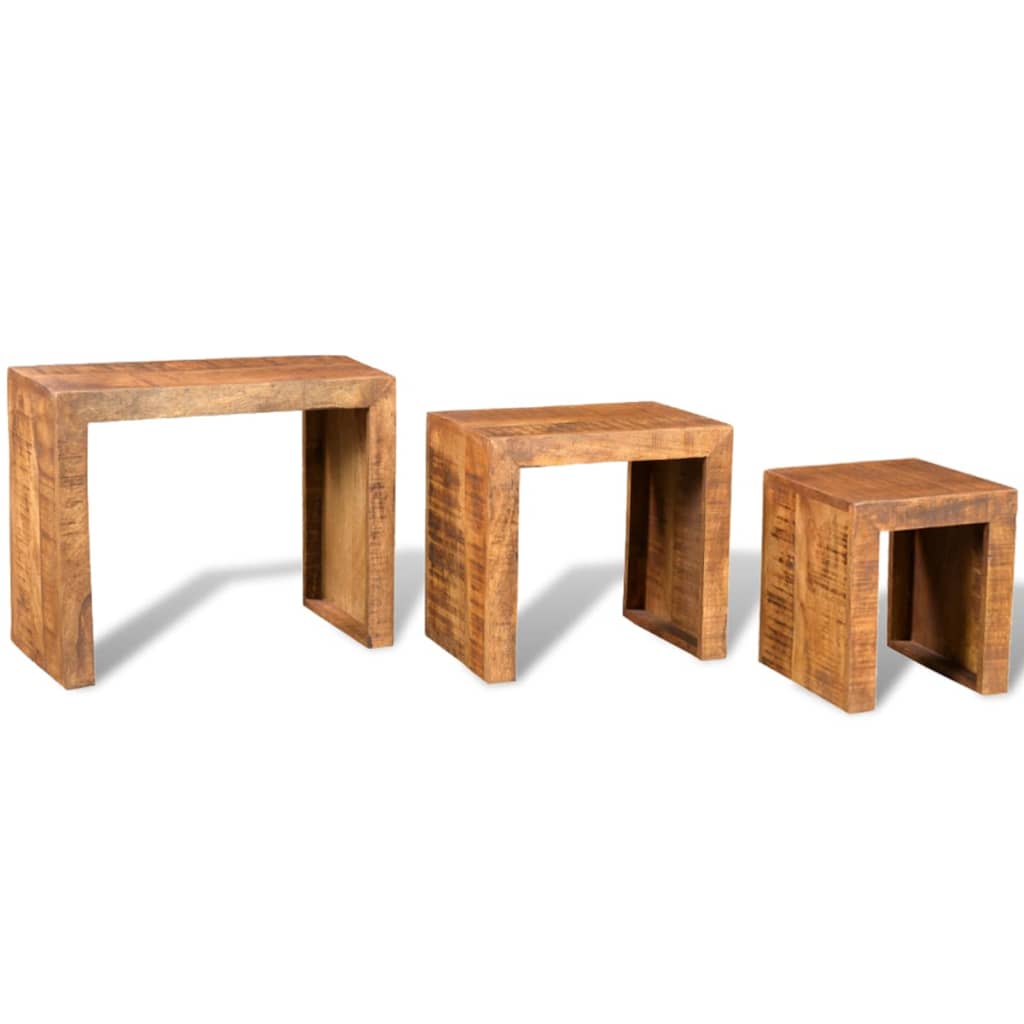 Nesting Table Set 3 Pieces Solid Mango Wood - Newstart Furniture