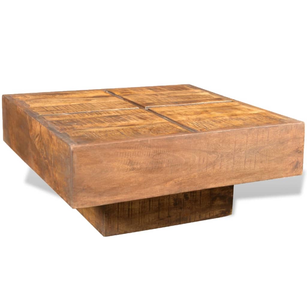 Coffee Table Brown Square Solid Mango Wood - Newstart Furniture