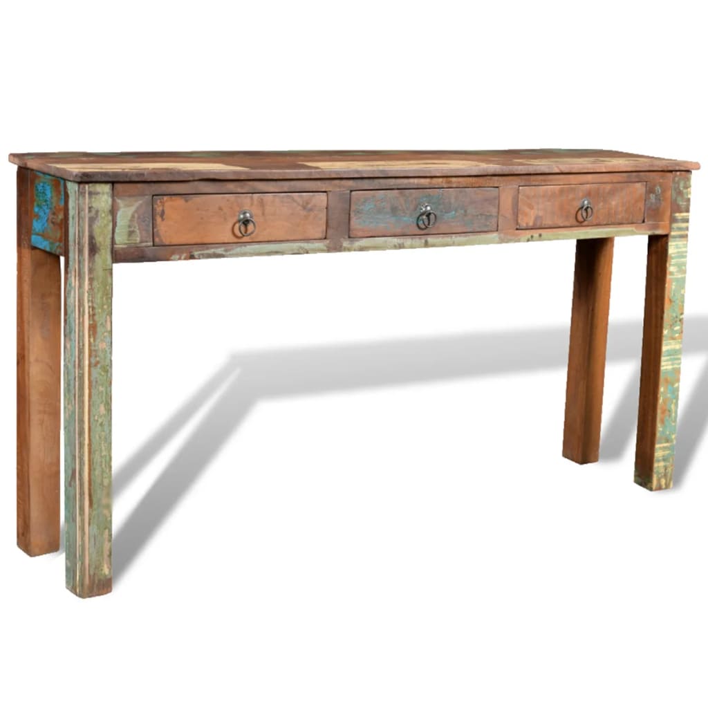 Console Table with 3 Drawers Reclaimed Wood - Newstart Furniture