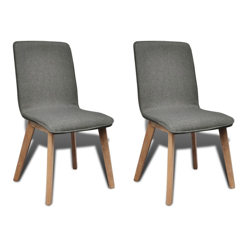 Dining Chairs 2 pcs Light Grey Fabric and Solid Oak Wood - Newstart Furniture