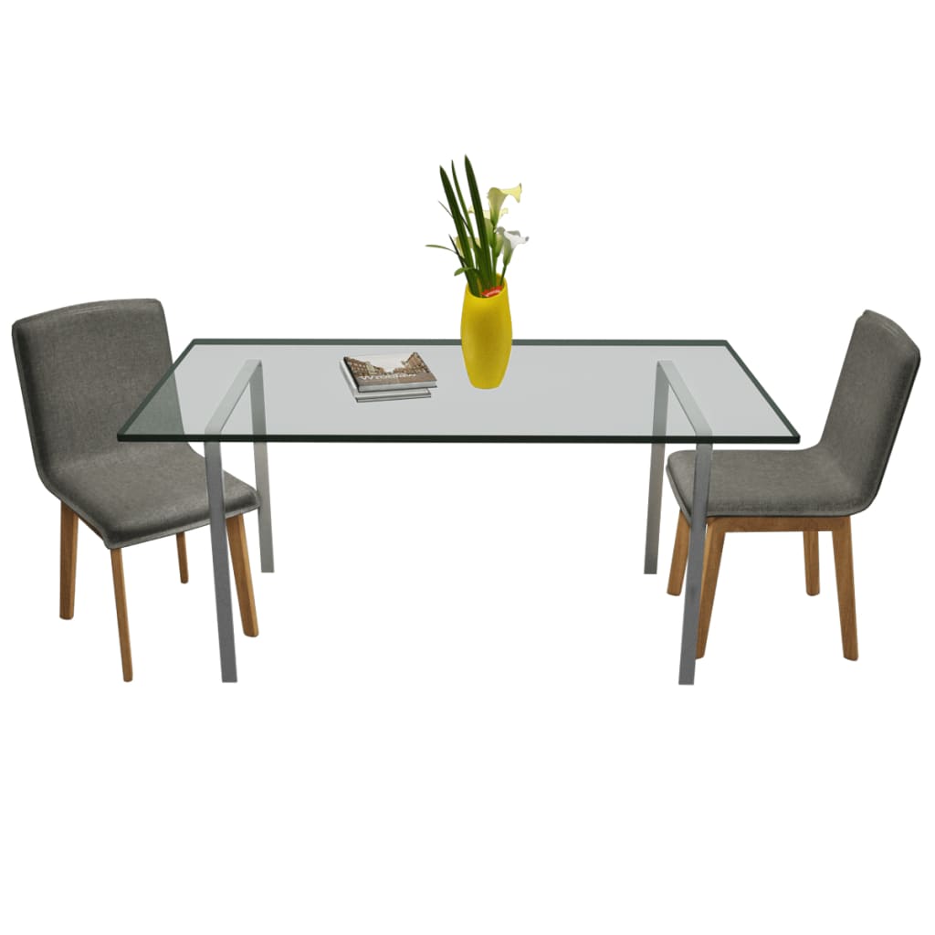 Dining Chairs 2 pcs Light Grey Fabric and Solid Oak Wood - Newstart Furniture