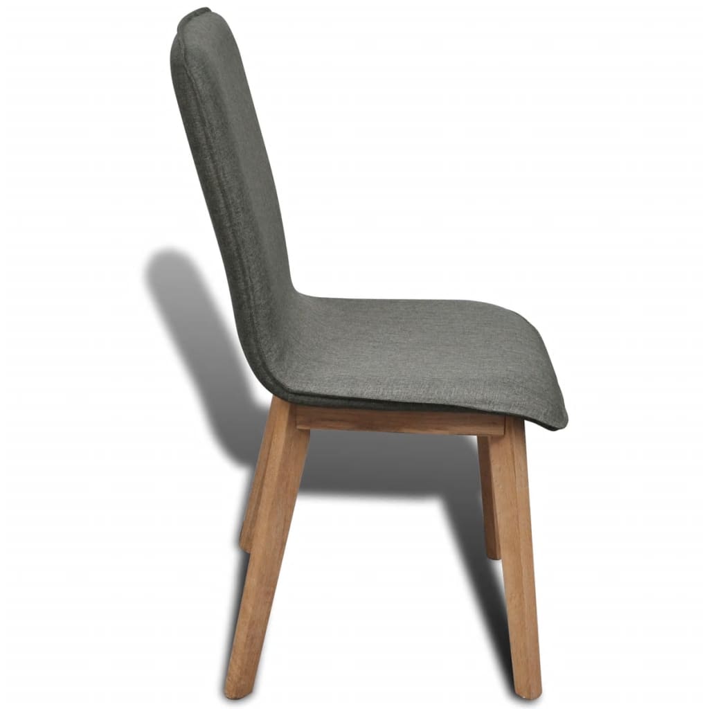 Dining Chairs 4 pcs Light Grey Fabric and Solid Oak Wood - Newstart Furniture