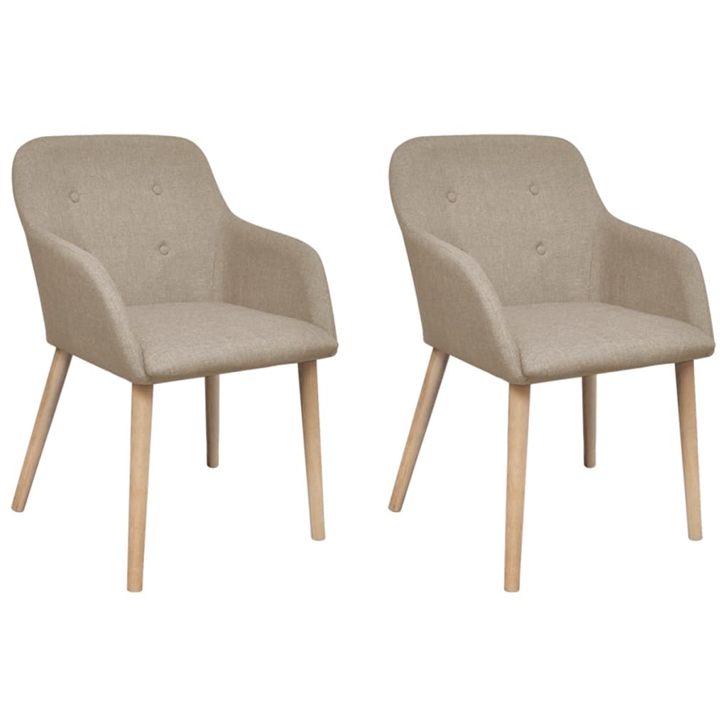 Dining Chairs 2 pcs Beige Fabric and Solid Oak Wood - Newstart Furniture