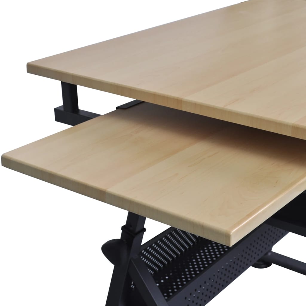 Two Drawers Tiltable Tabletop Drawing Table with Stool - Newstart Furniture
