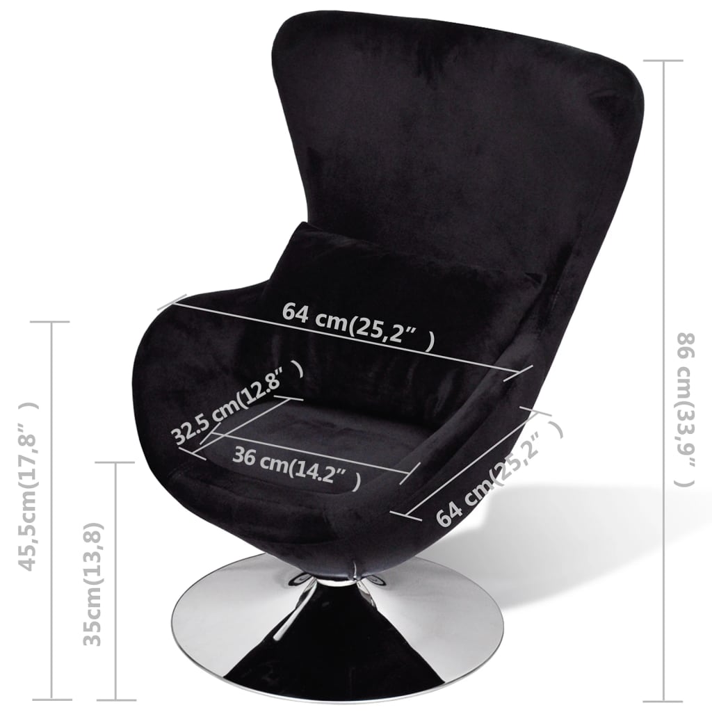 Armchair with Egg Shape Black - Newstart Furniture