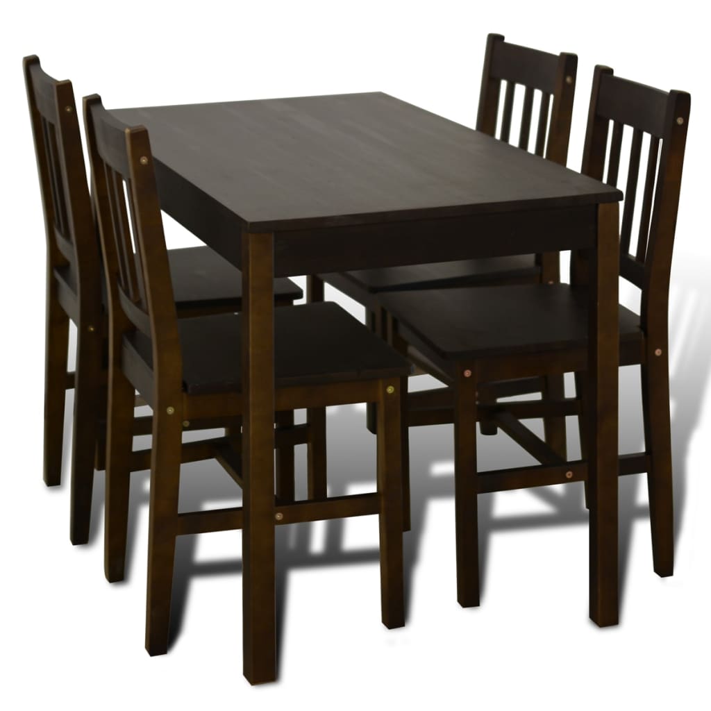 Wooden Dining Table with 4 Chairs Brown - Newstart Furniture