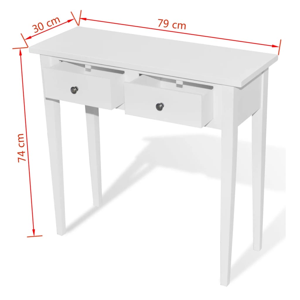 Dressing Console Table with Two Drawers White - Newstart Furniture