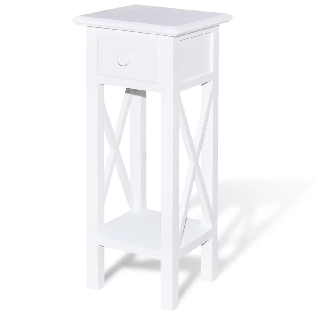 Side Table with Drawer White - Newstart Furniture