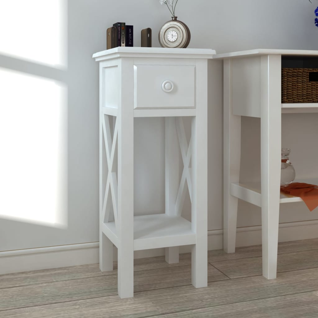 Side Table with Drawer White - Newstart Furniture