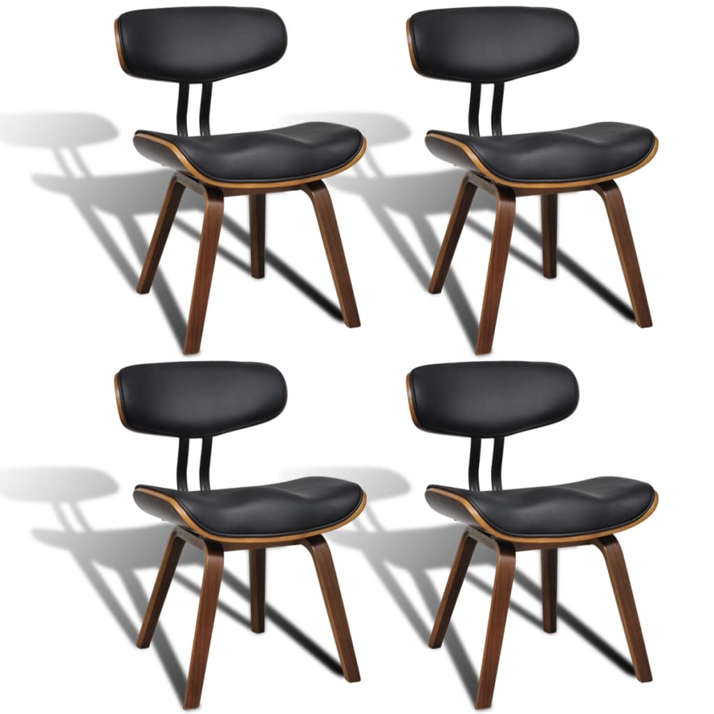 Dining Chairs 4 pcs Bent Wood and Faux Leather - Newstart Furniture