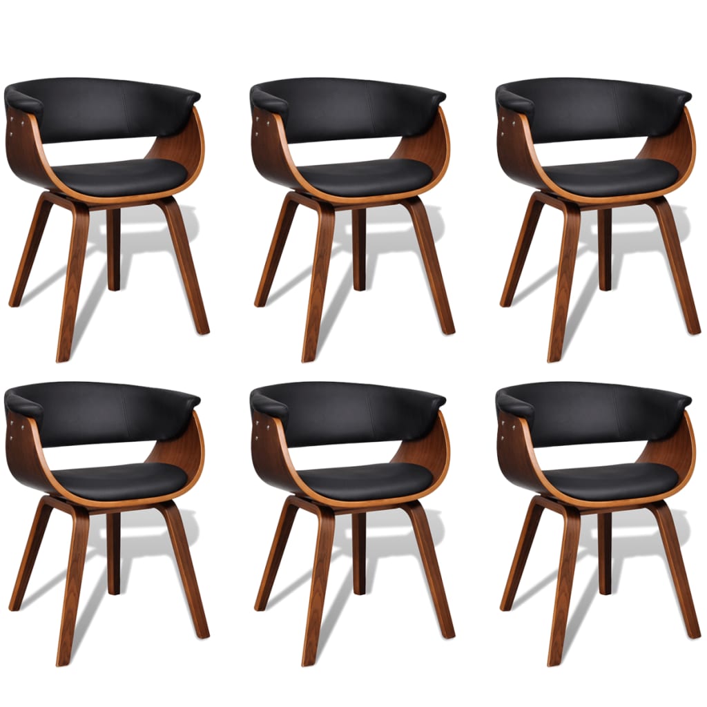 Dining Chairs 6 pcs Bent Wood and Faux Leather - Newstart Furniture