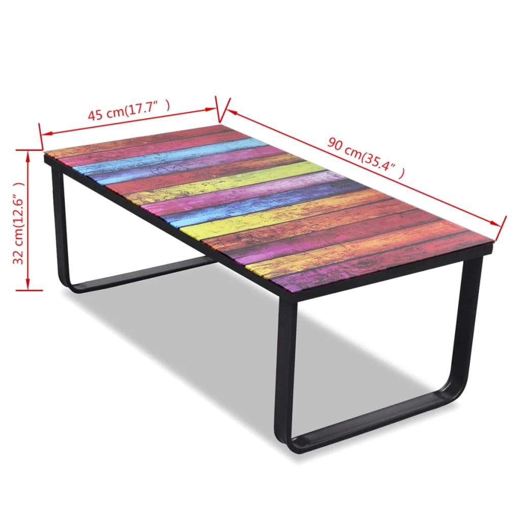 Coffee Table with Rainbow Printing Glass Top - Newstart Furniture