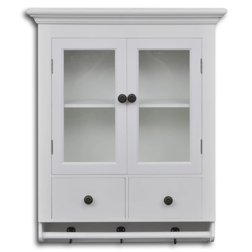 Wooden Kitchen Wall Cabinet with Glass Door White - Newstart Furniture
