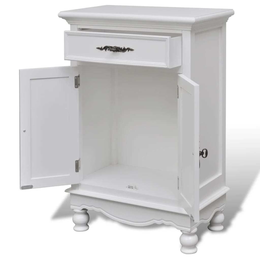 Wooden Cabinet with 2 Doors 1 Drawer White - Newstart Furniture