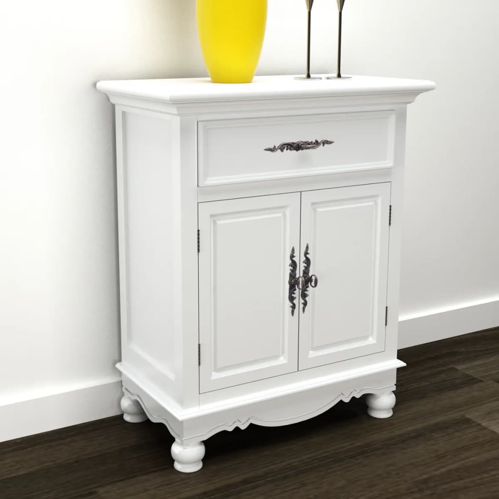 Wooden Cabinet with 2 Doors 1 Drawer White - Newstart Furniture