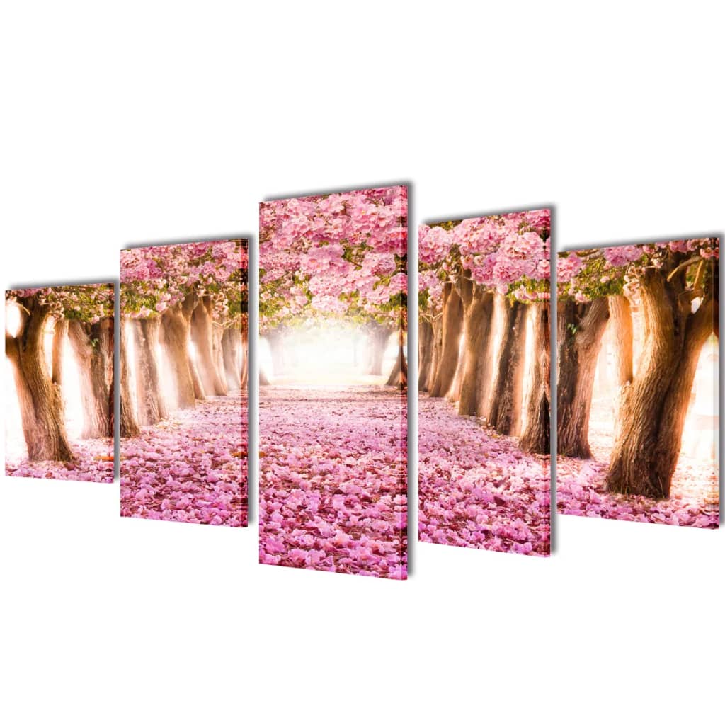 Canvas Wall Print Set Cherry Blossom 100 x 50 cm - Newstart Furniture