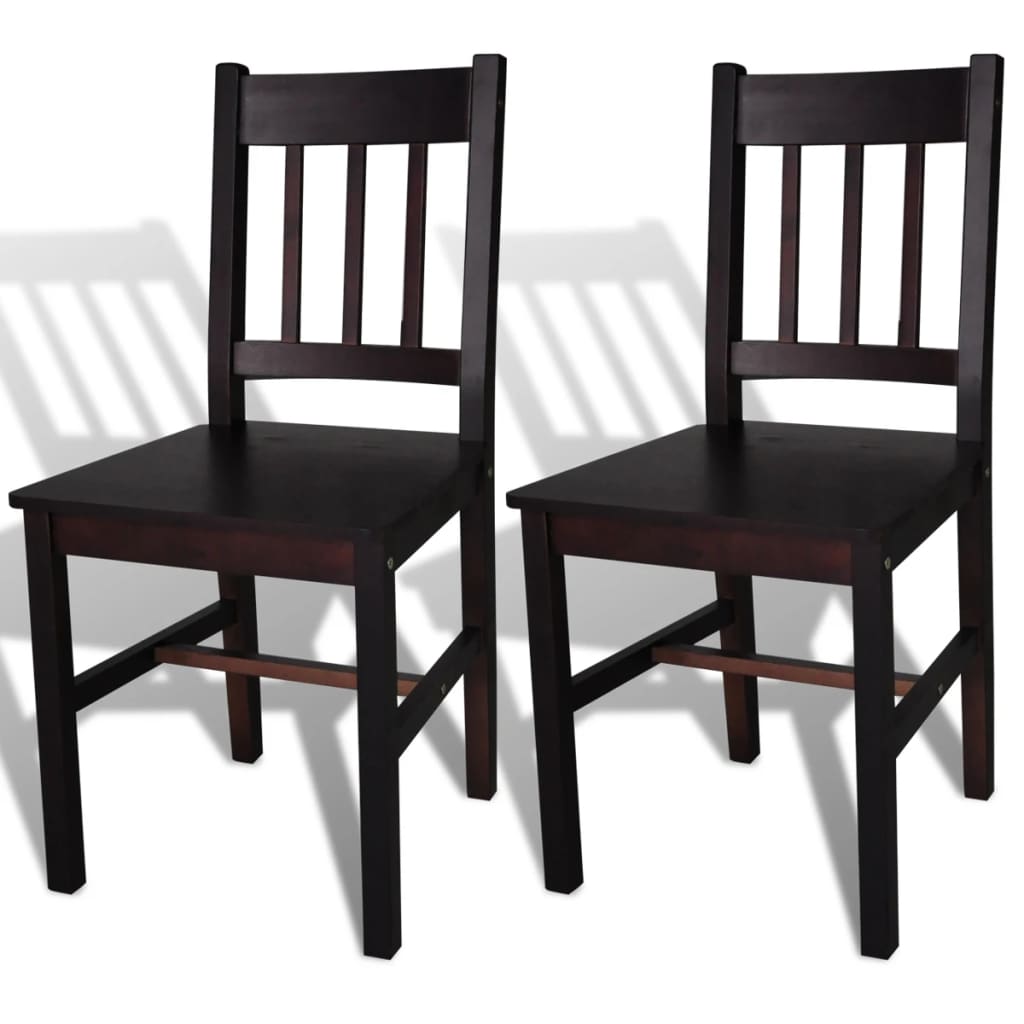 Dining Chairs 2 pcs Dark Brown Pinewood - Newstart Furniture