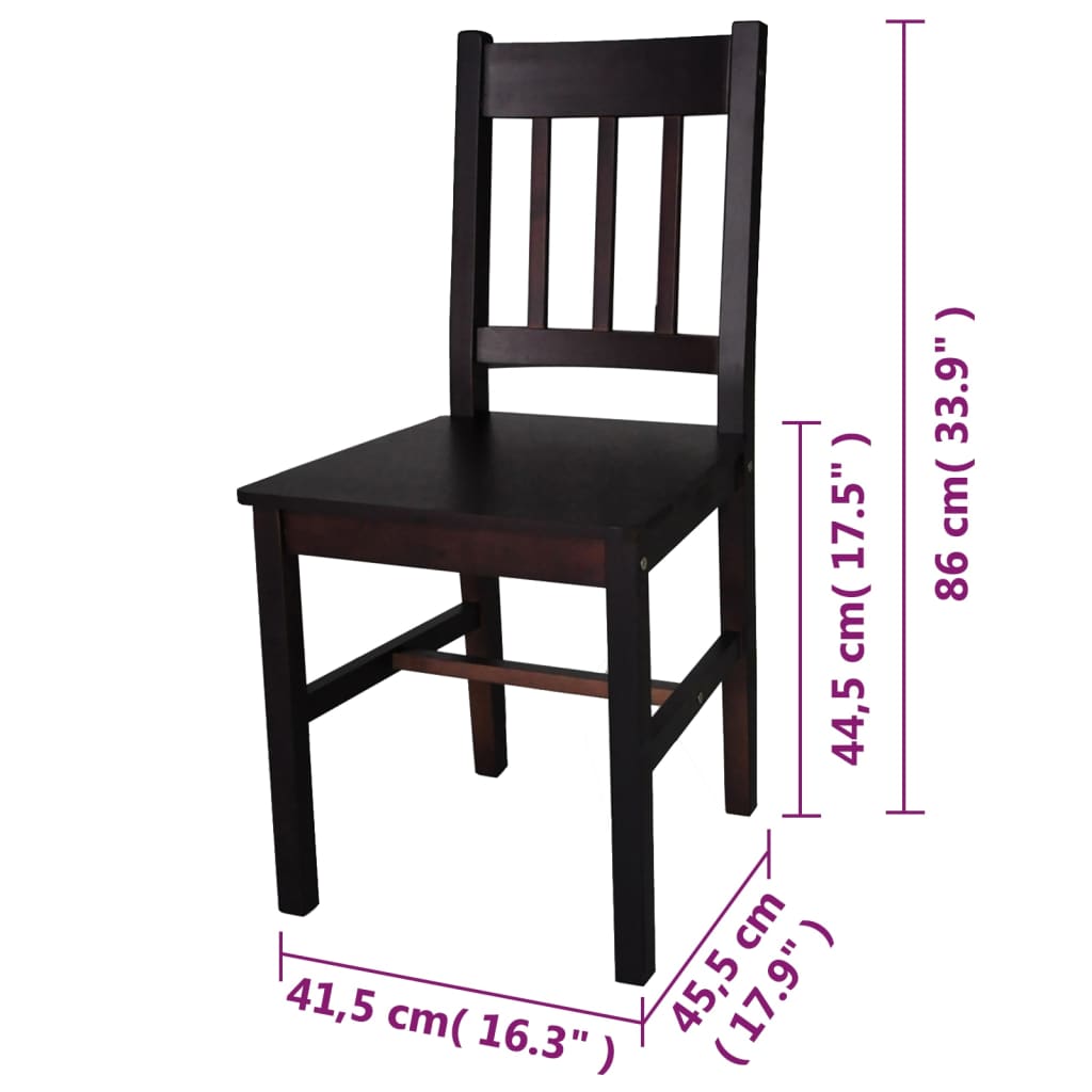 Dining Chairs 2 pcs Dark Brown Pinewood - Newstart Furniture