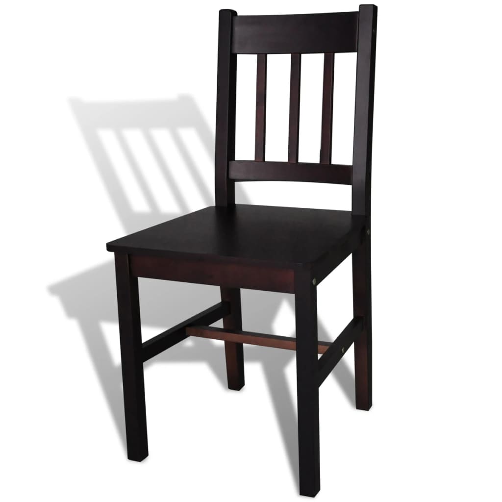 Dining Chairs 4 pcs Dark Brown Pinewood - Newstart Furniture