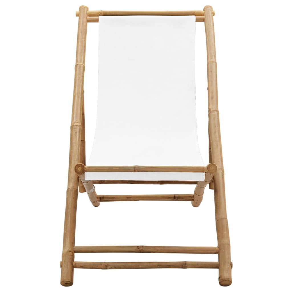 Outdoor Deck Chair Bamboo and Canvas - Newstart Furniture