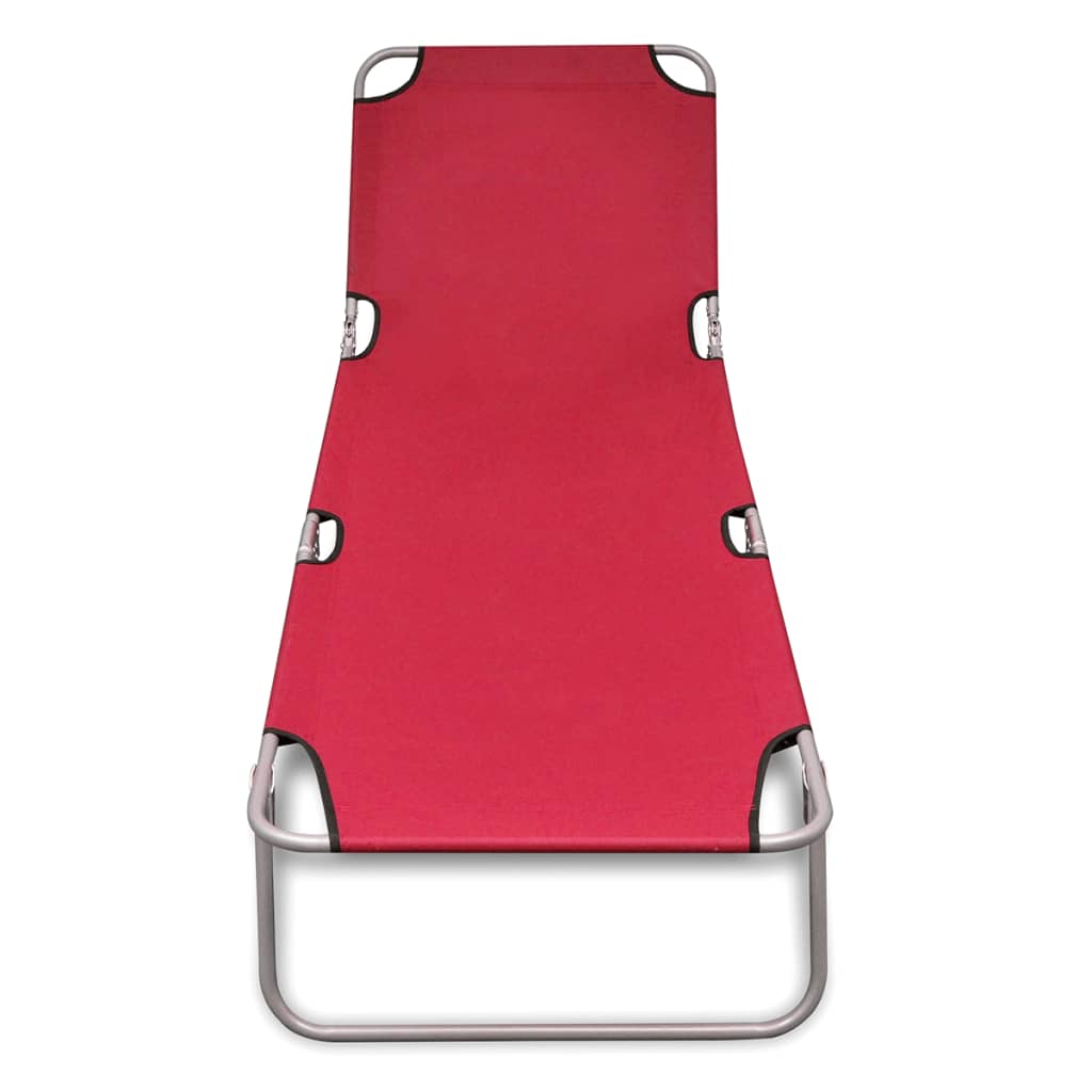 Folding Sun Lounger Powder-coated Steel Red - Newstart Furniture