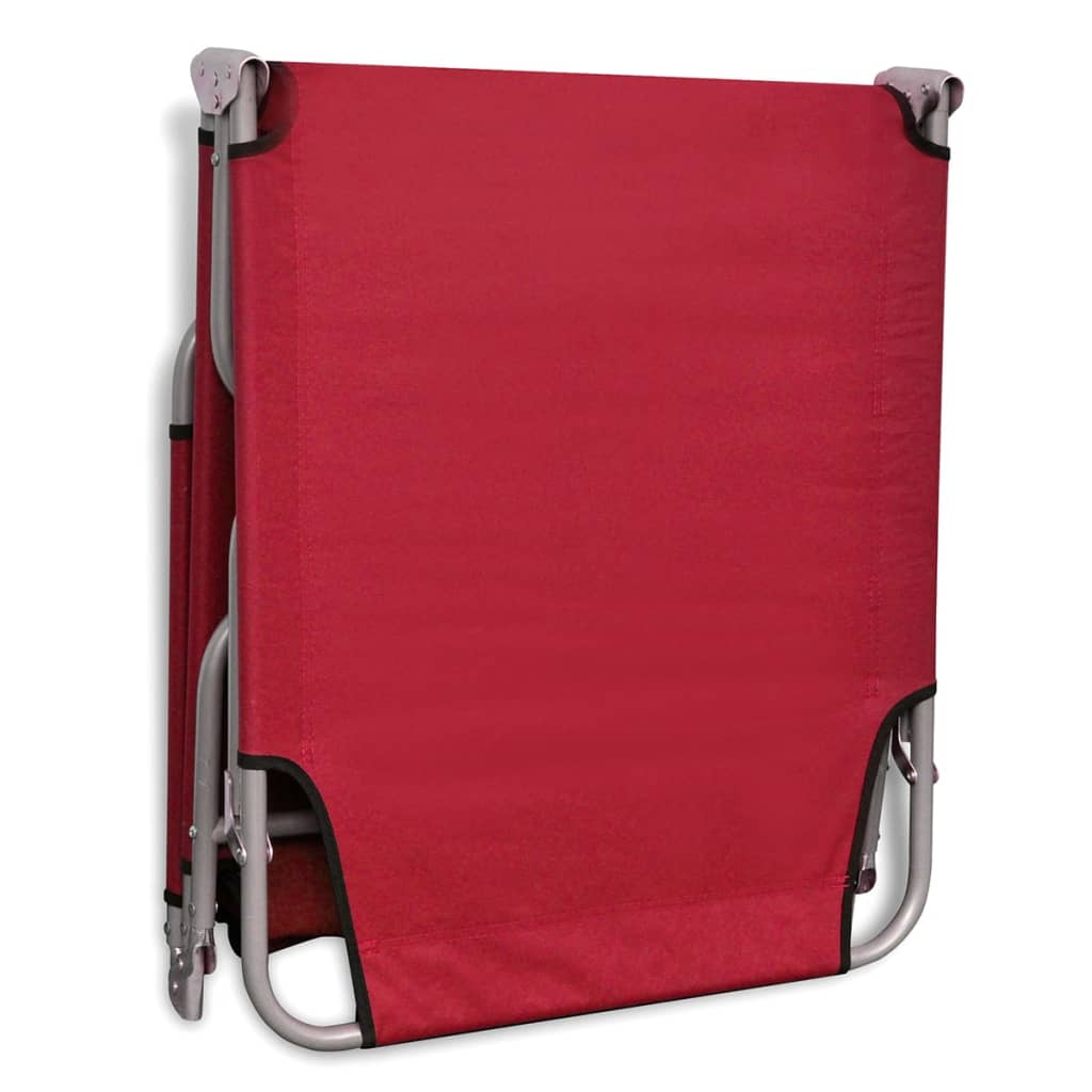 Folding Sun Lounger Powder-coated Steel Red - Newstart Furniture