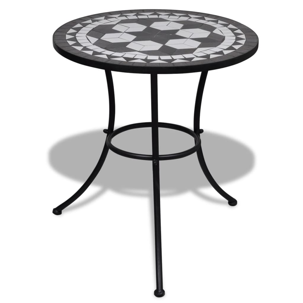 Bistro Table Black and White 60 cm Mosaic - Newstart Furniture