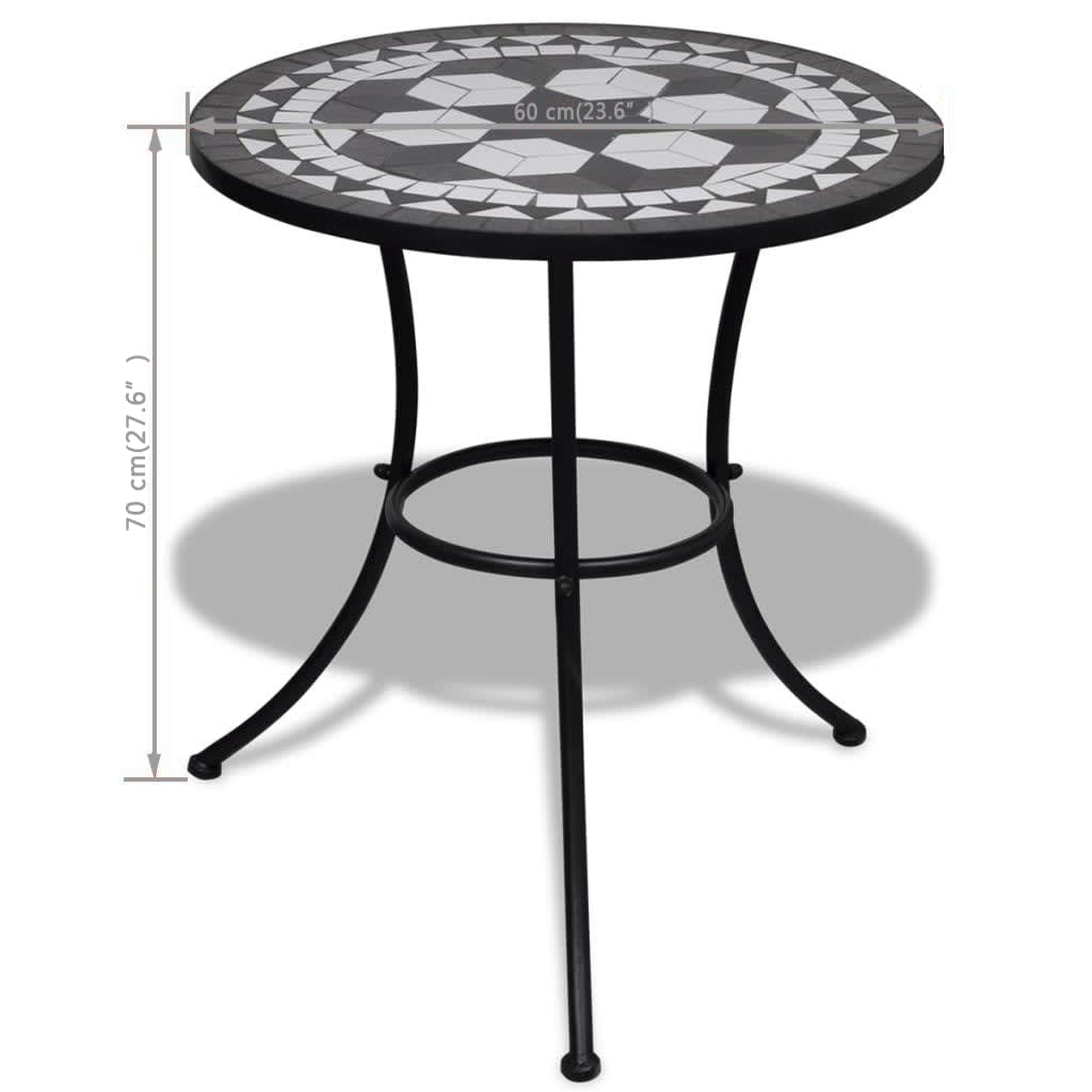 Bistro Table Black and White 60 cm Mosaic - Newstart Furniture