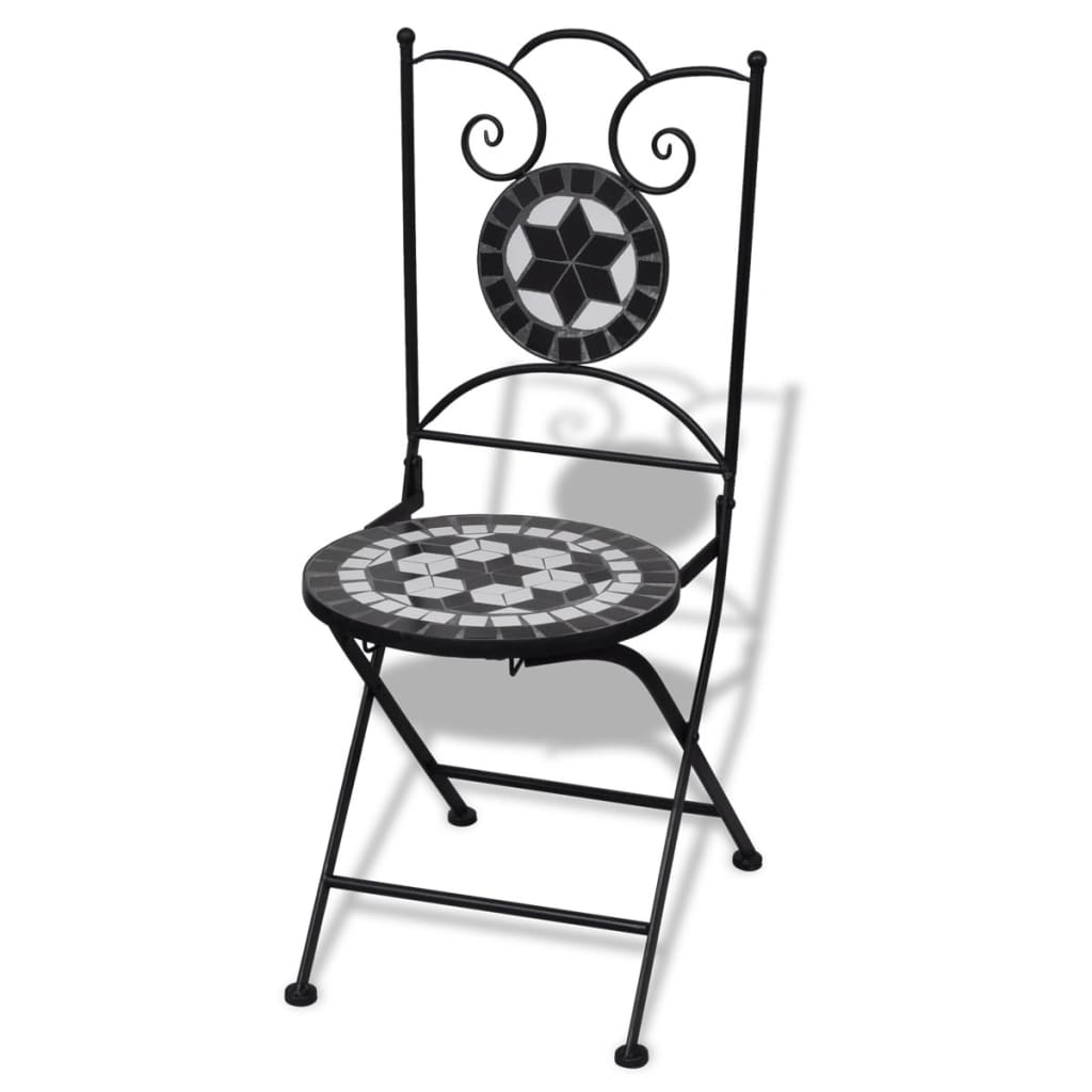 Folding Bistro Chairs 2 pcs Ceramic Black and White - Newstart Furniture