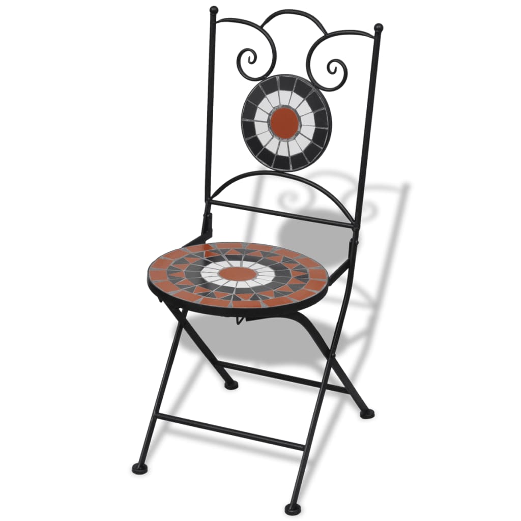 Folding Bistro Chairs 2 pcs Ceramic Terracotta and White - Newstart Furniture