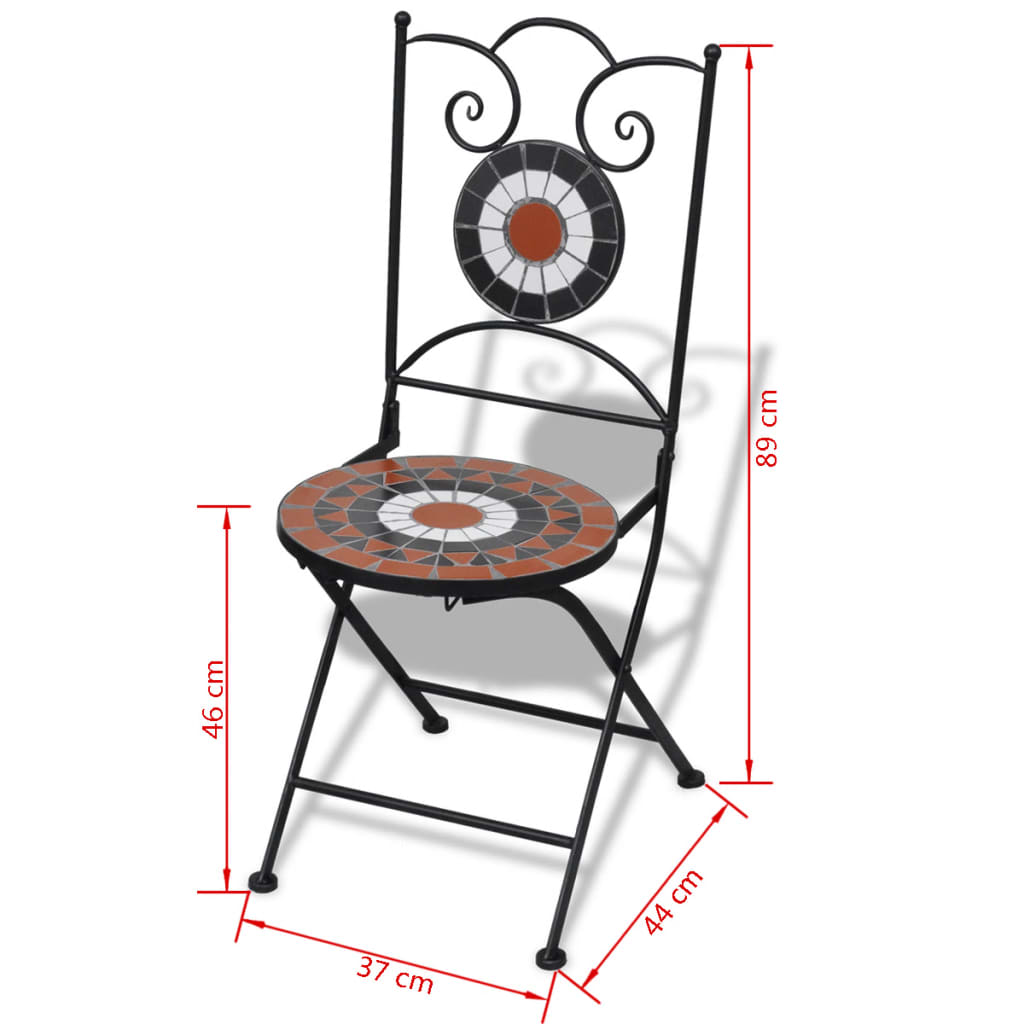 Folding Bistro Chairs 2 pcs Ceramic Terracotta and White - Newstart Furniture