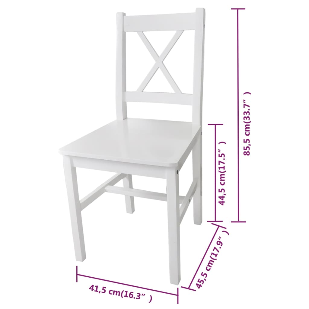 Dining Chairs 6 pcs White Pinewood - Newstart Furniture