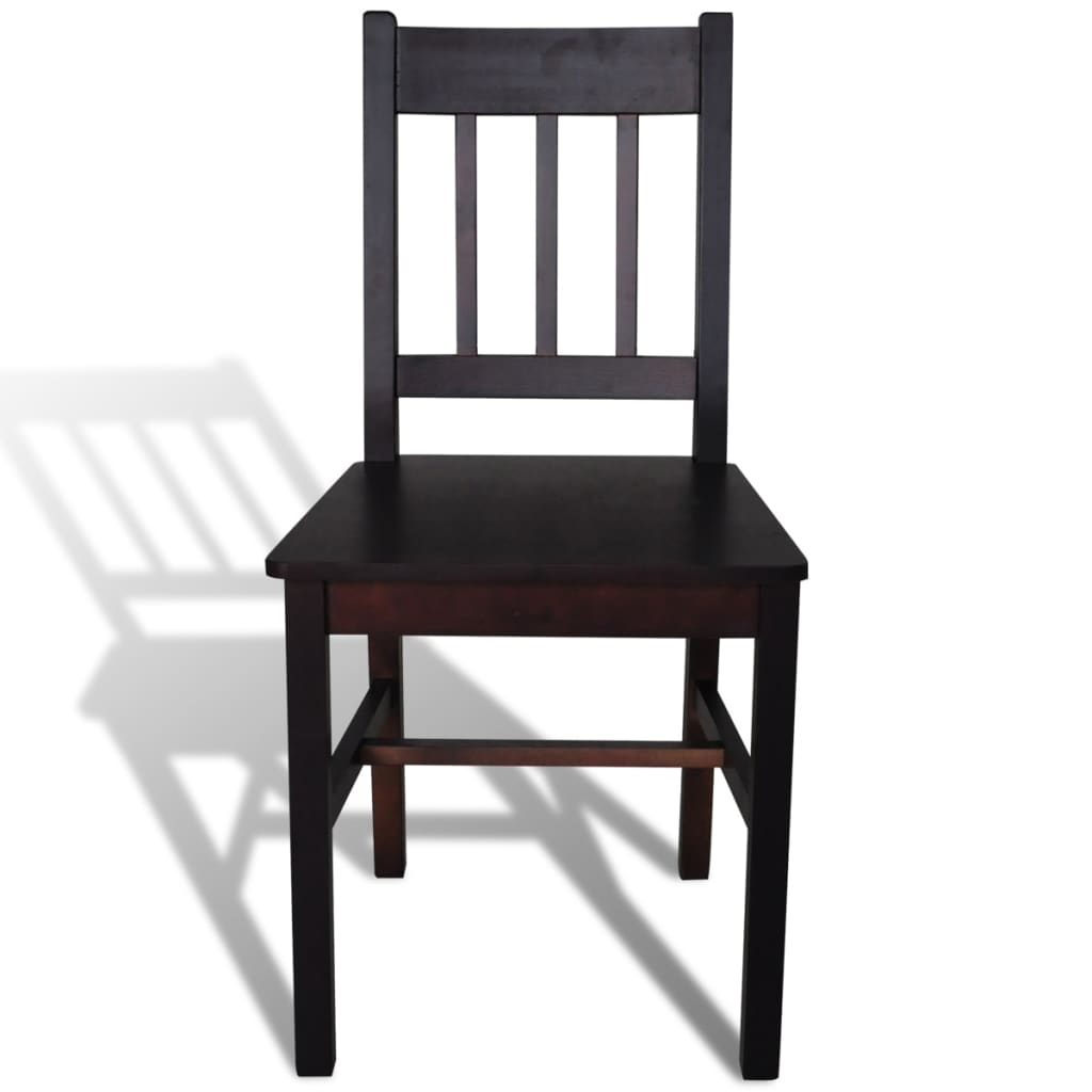 Dining Chairs 6 pcs Brown Pinewood - Newstart Furniture