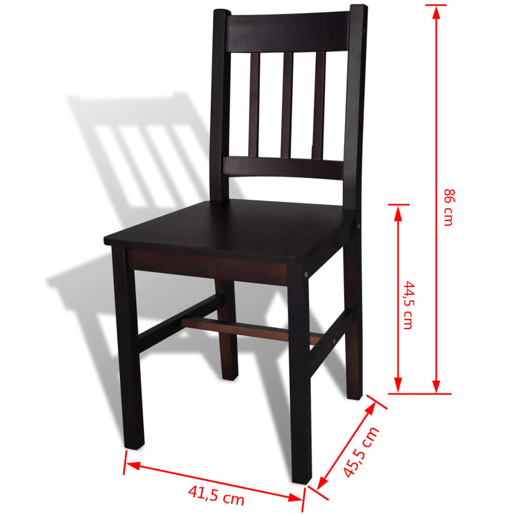 Dining Chairs 6 pcs Brown Pinewood - Newstart Furniture