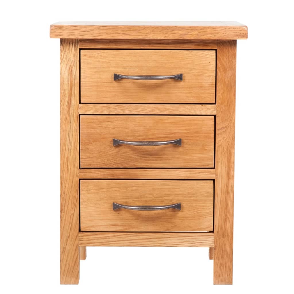 Nightstand with 3 Drawers 40x30x54 cm Solid Oak Wood - Newstart Furniture