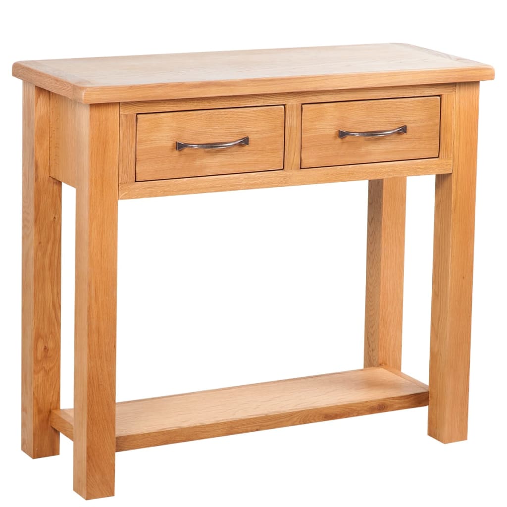 Console Table with 2 Drawers 83x30x73 cm Solid Oak Wood - Newstart Furniture