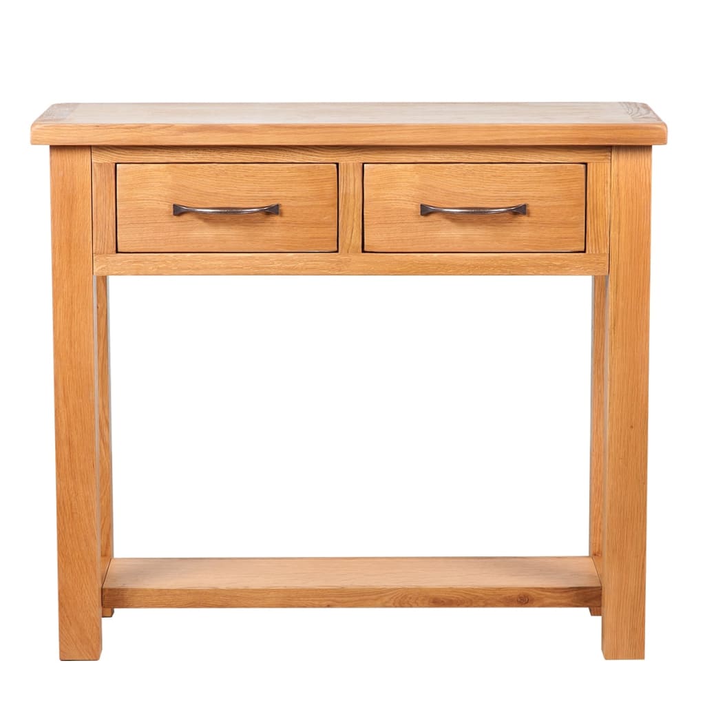 Console Table with 2 Drawers 83x30x73 cm Solid Oak Wood - Newstart Furniture