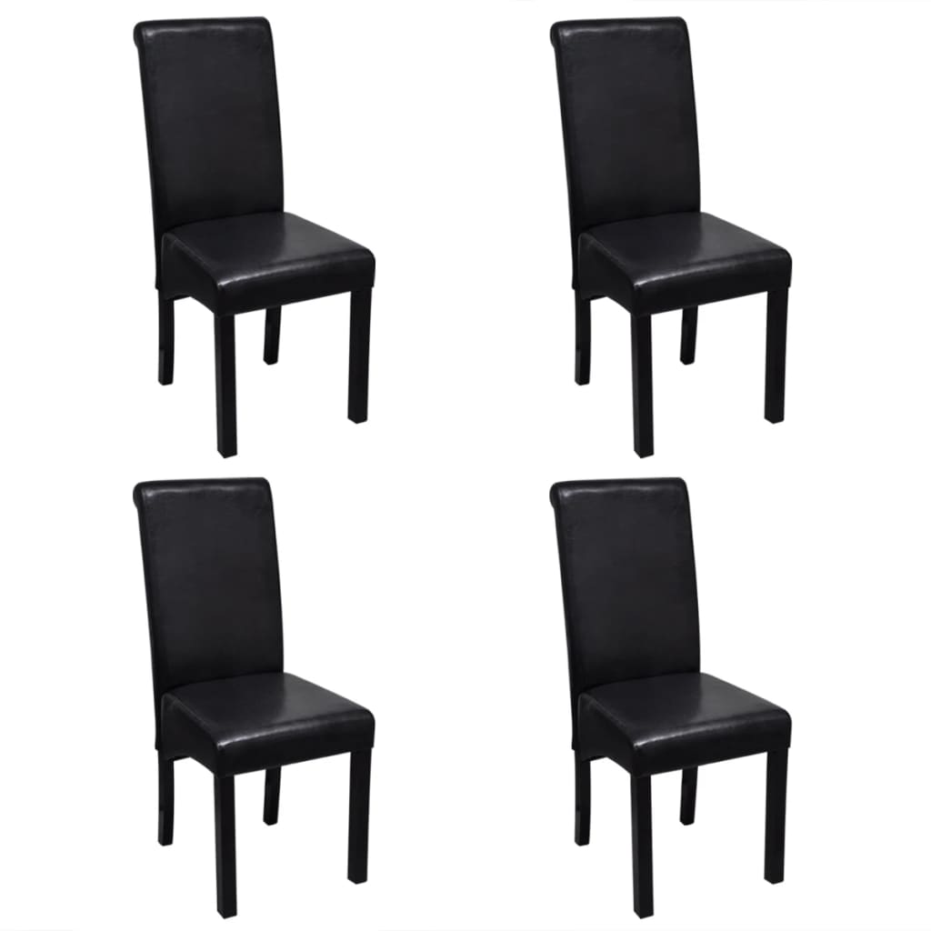 Dining Chairs 4 pcs Black Faux Leather - Newstart Furniture